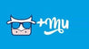 Logo with a cartoon character and 'mu' text on a blue background